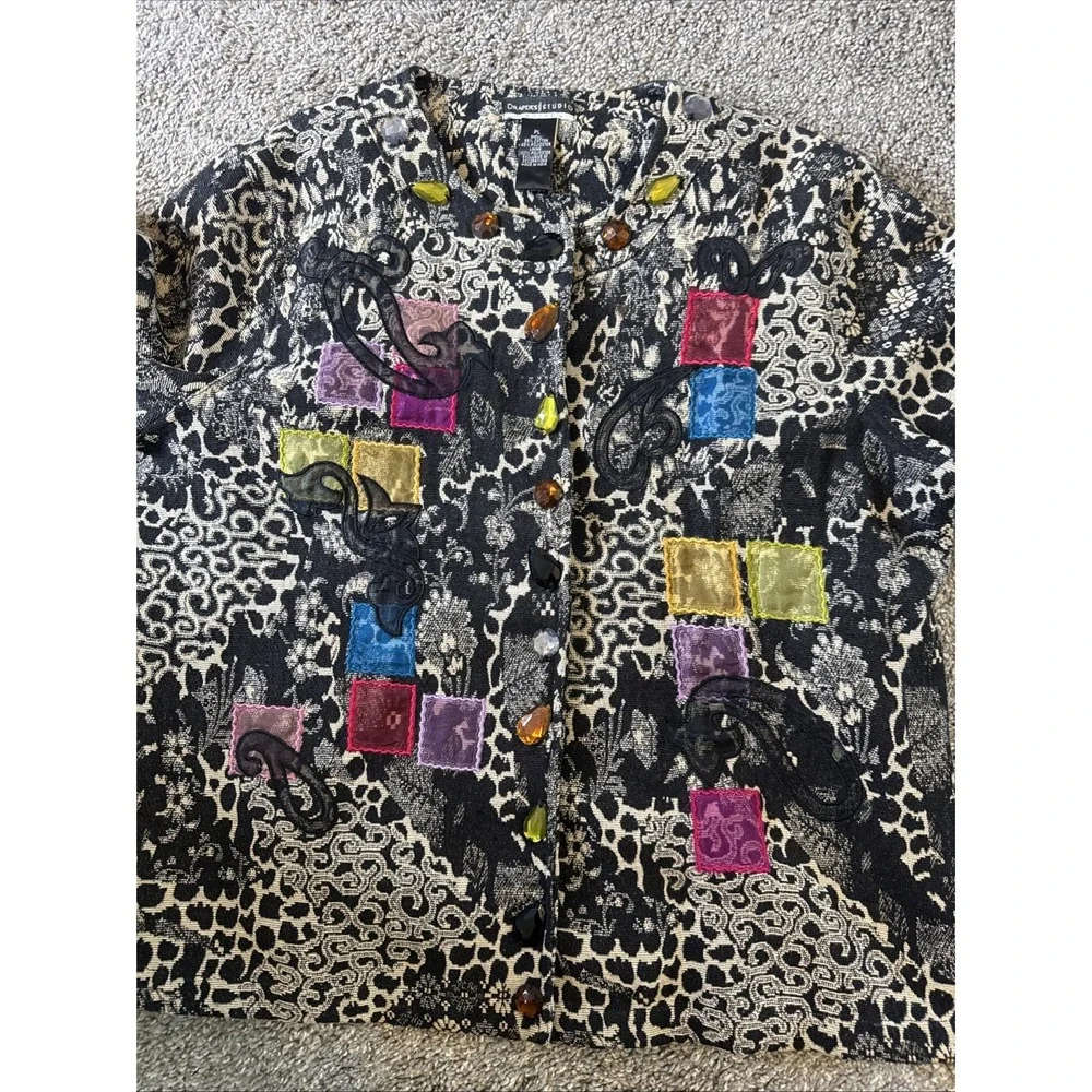 Draper's Studio Women's Jacket Multicolor with Gem Detail Petites Size L